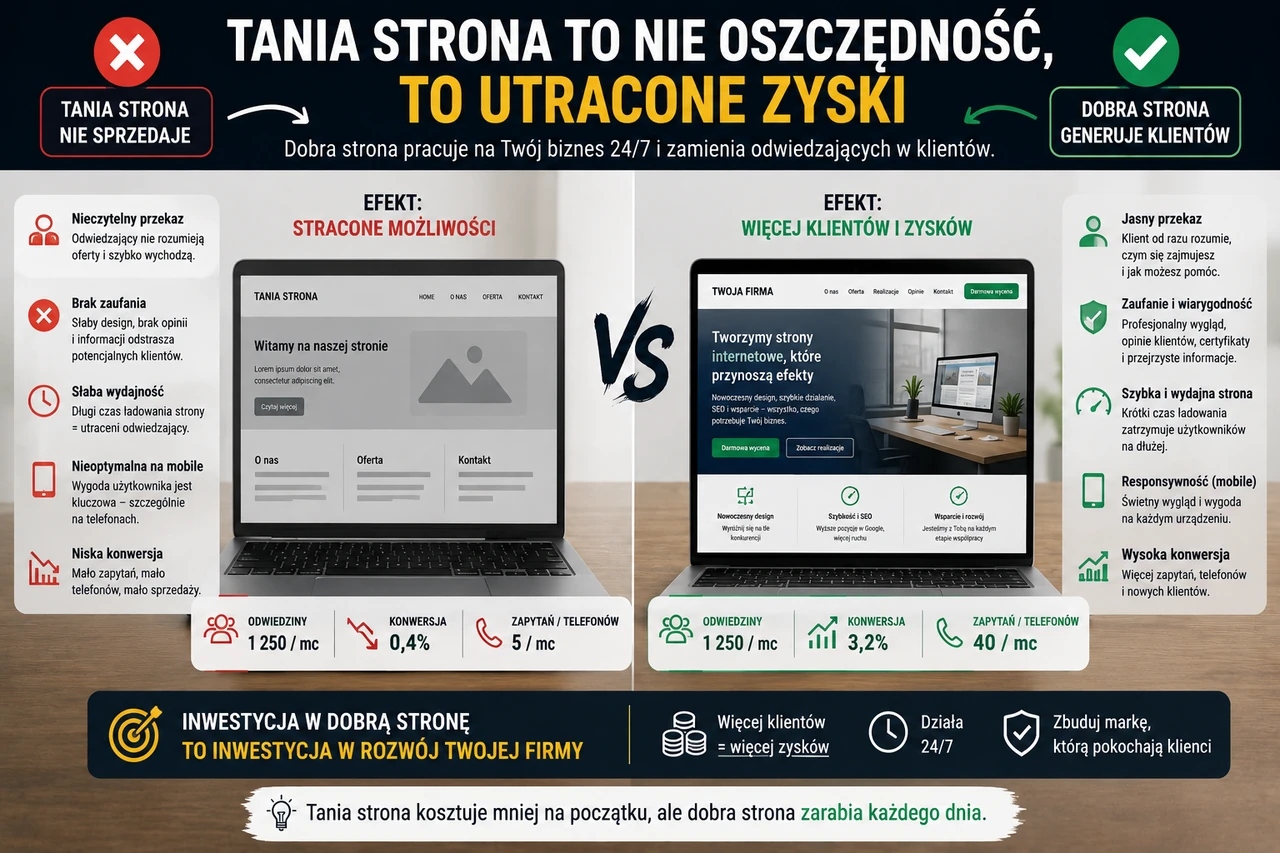 Strona internetowa przygotowana do pozyskiwania klientów
