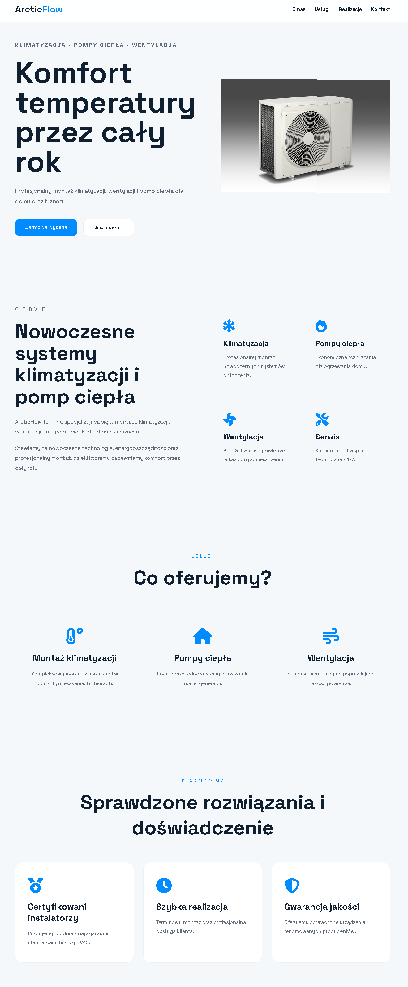 Strona internetowa dla firmy usługowej