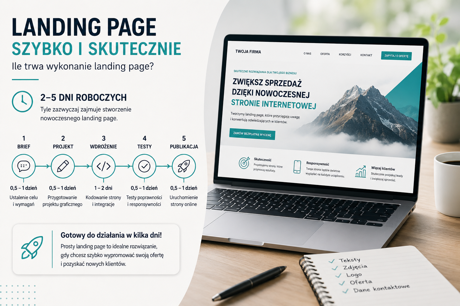 Czas realizacji landing page