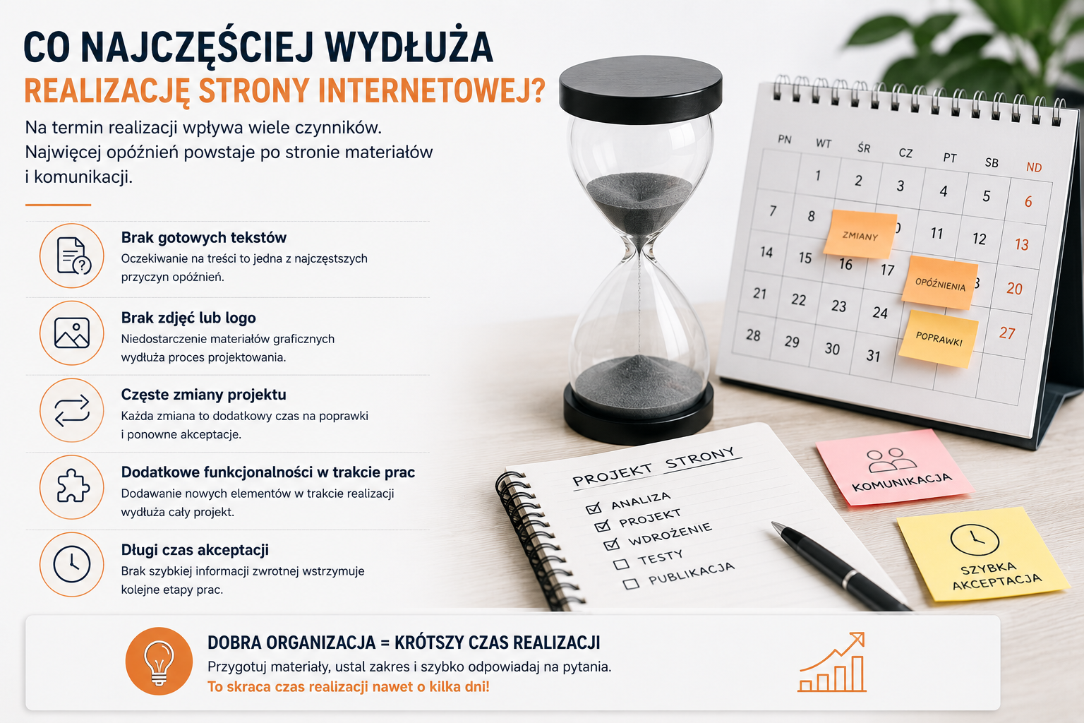 Czynniki wydłużające realizację strony internetowej