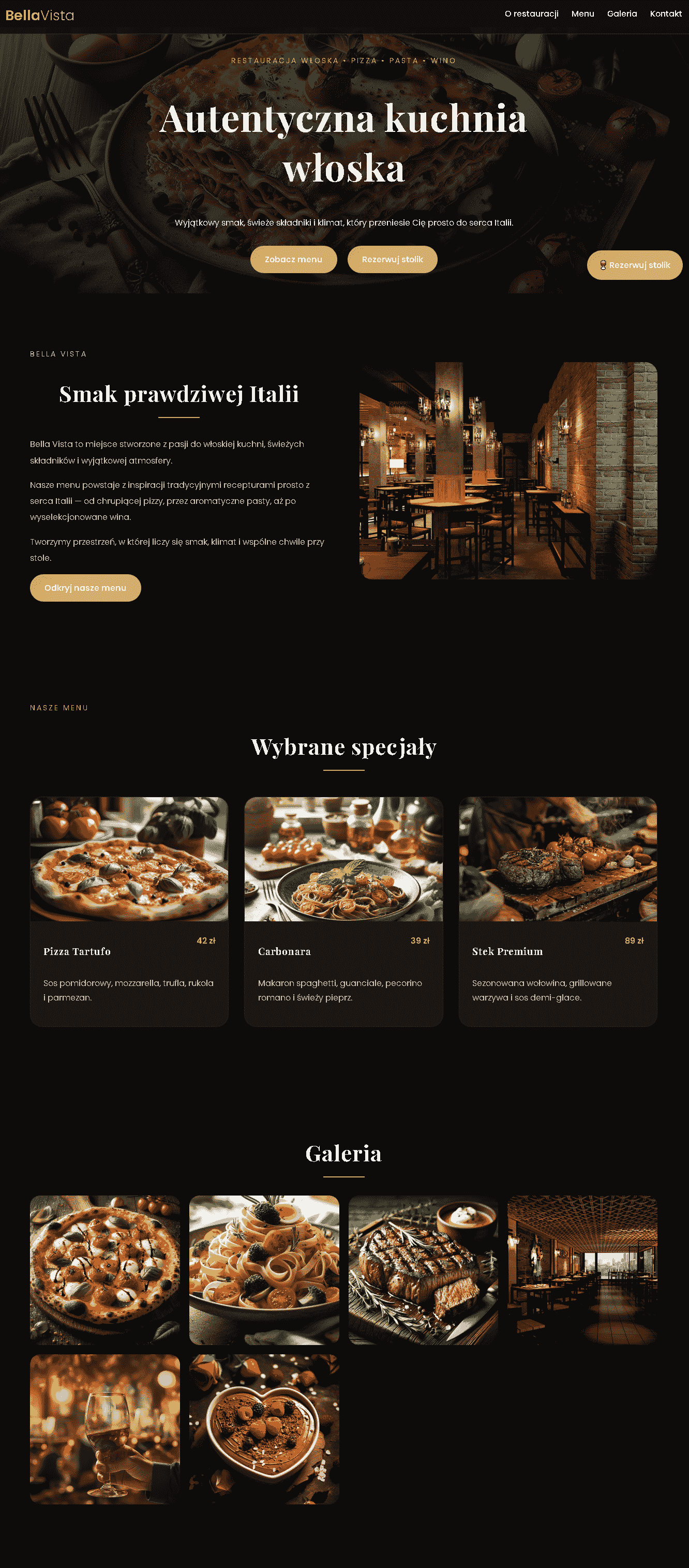 Strona internetowa dla restauracji