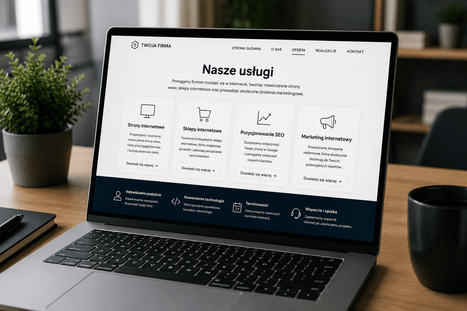 Oferta usług na stronie internetowej