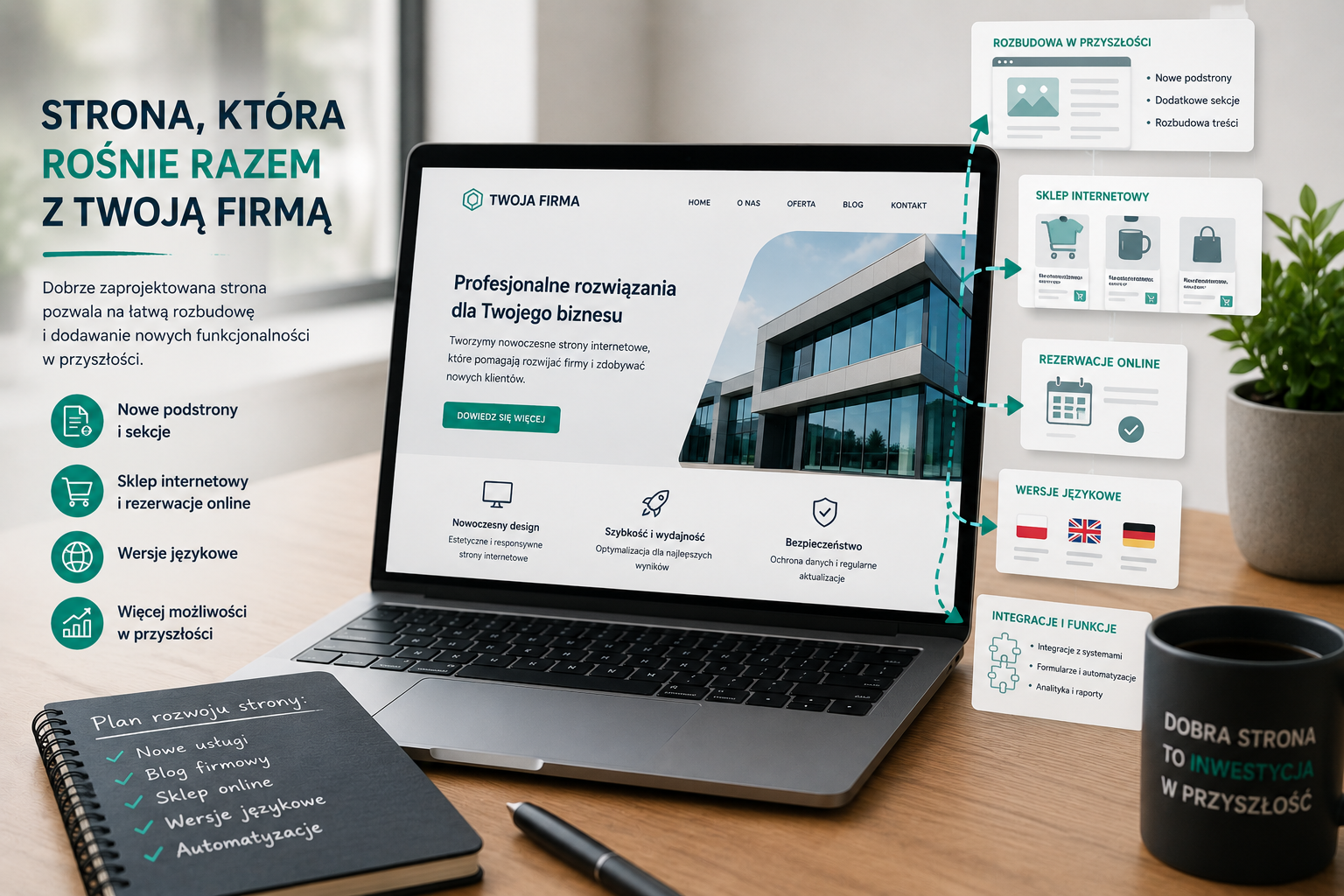 Rozbudowa strony internetowej wraz z rozwojem firmy