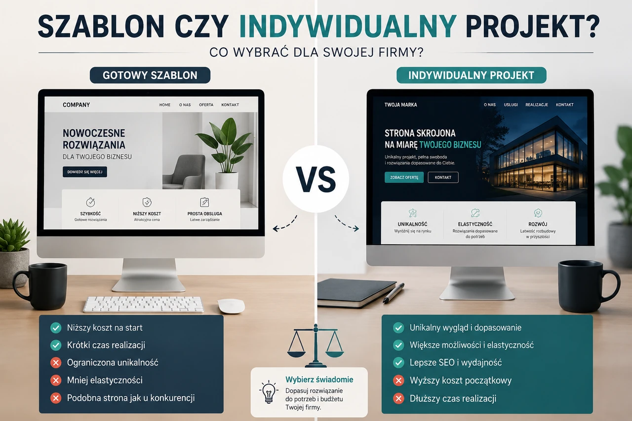 Porównanie gotowego szablonu i indywidualnej strony internetowej